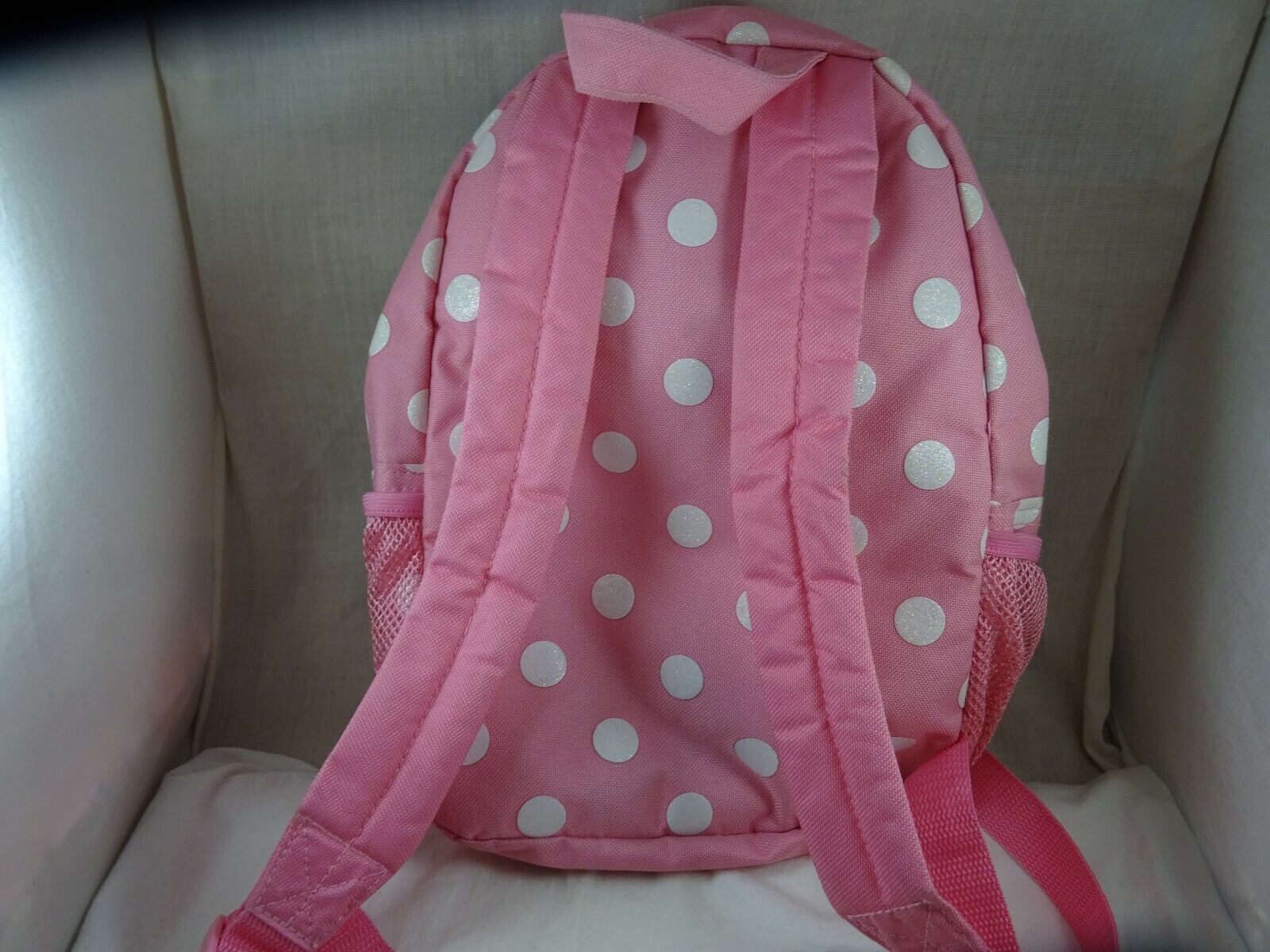 Ruz Disney Minnie Mouse Head Plush Pink Polka Dot Soft Backpack 11"  NEW 