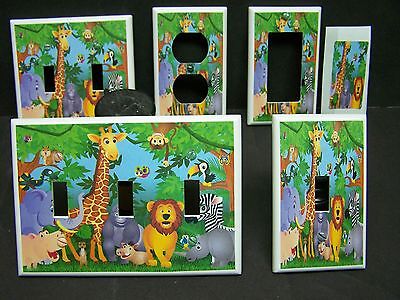 BABY JUNGLE ZOO ANIMALS  IMAGE 1 LIGHT SWITCH OR OUTLET COVERS MULTI SIZES