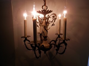 Made vintage Spain in  Vintage chandelier-made Chandelier Light brass Brass 5 spain 5 in Ornate Arm