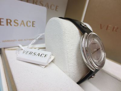 Pre-owned Versace Women's Va7010013 Thea Round Stainless Steel Silver Sunray Dial Watch