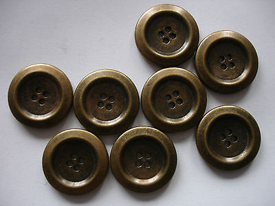 5 Knöpfe Metall altgoldfarben 19mm 4-Loch W140.9