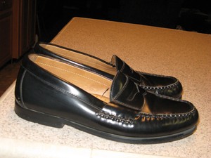 JOHNSTON-MURPHY-BLACK-LEATHER-LOAFERS-SHOES-8-M-EXCELLENT-CONDITION
