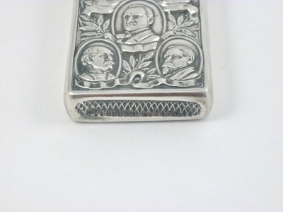 Antique Mauser Mckinley Dewey Sigabee Sterling Silver Match Safe Circa 1900