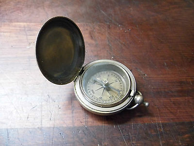 ANTIQUE VINTAGE HUNTER STYLE BRONZED BRASS POCKET COMPASS-ROSS OF LONDON-FAB!