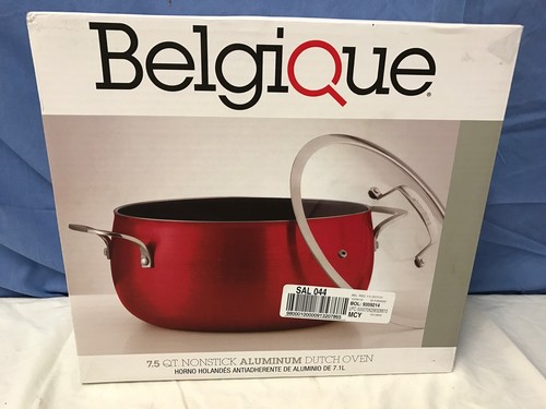 UPC 706256326610 product image for Belgique Non Stick Aluminum 7.5 Quart Dutch Oven Stock Pot Red W. Glass Lid | upcitemdb.com