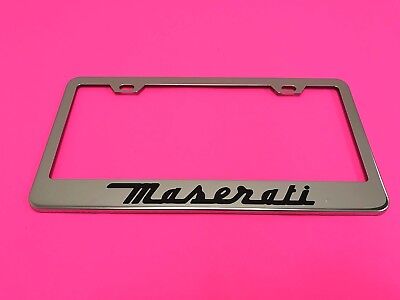 Maserati - STAINLESS STEEL Chrome Metal License Plate Frame w/Screw caps
