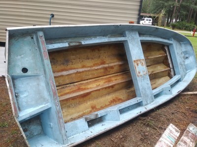 1966 CROSBY SEA SLED BOAT Skiff Fish Jon Ski Boston Carolina Bass Fiberglass