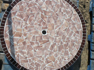 CONCRETE PATIO GARDEN TABLE ROUND TILE WITH ...