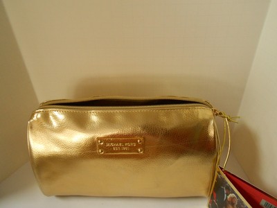 michael kors gold makeup bag