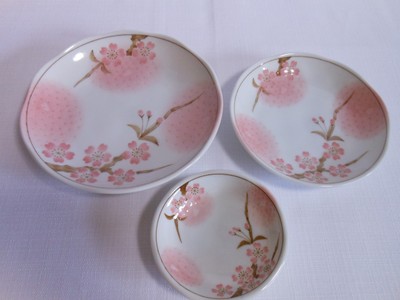 Cherry Blossom Sakura Pottery Dishes 3 Set ...