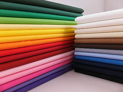 100% Cotton Fabric Sheeting Plain Solid Colours per metre
