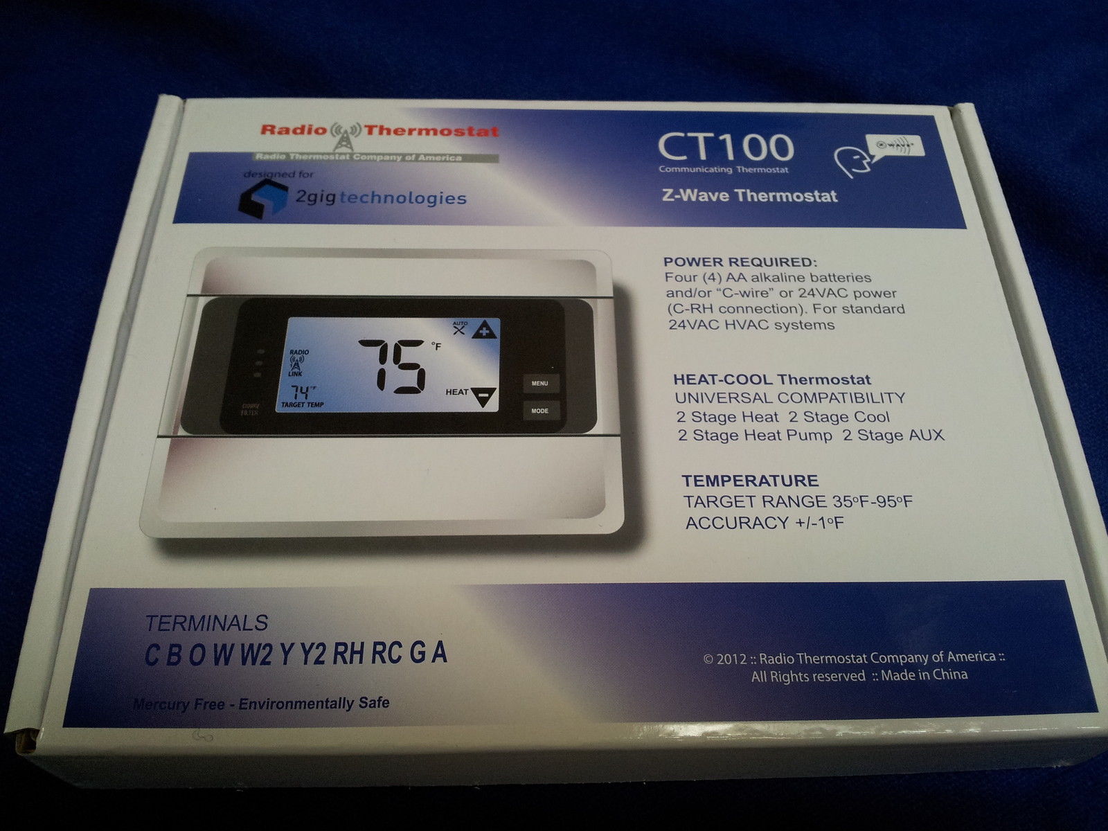 2GIG CT100 ZWave Thermostat (Touch Screen w/ Backlight & Programmable Schedule) eBay