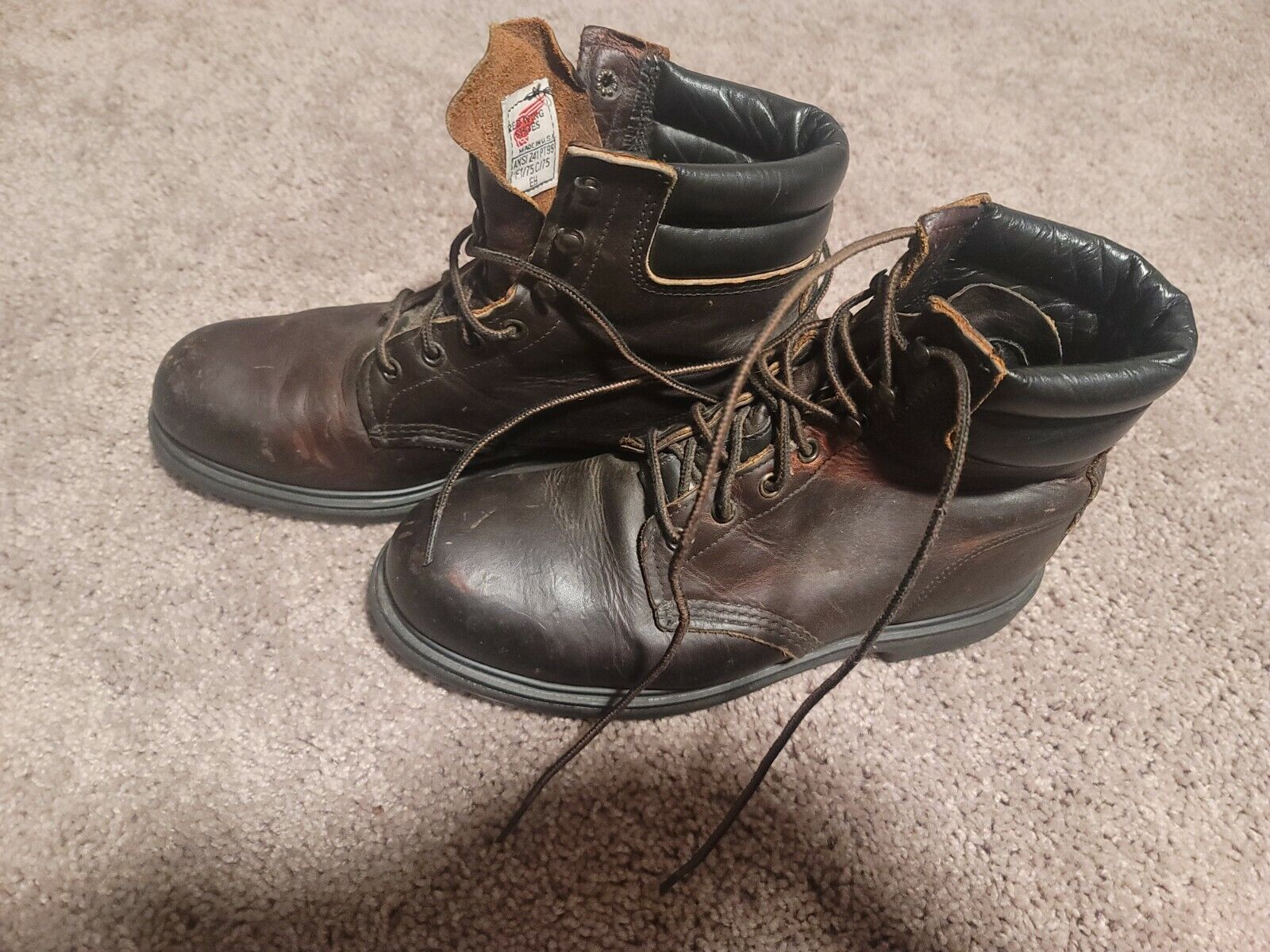Red Wing ANSI Z41 PT99 FI/75 C/75 Brown Steel Toe Logger Work Boots zise 10