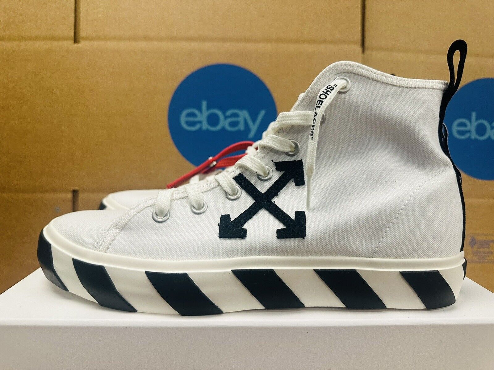 $470 New Off White OW Vulcanized Mid Top Men Sneakers Shoes EU44 US11