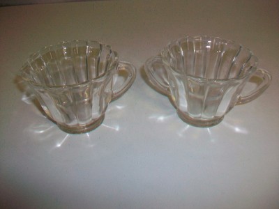 Set Vintage Clear Glass Sugar Bowl and ...