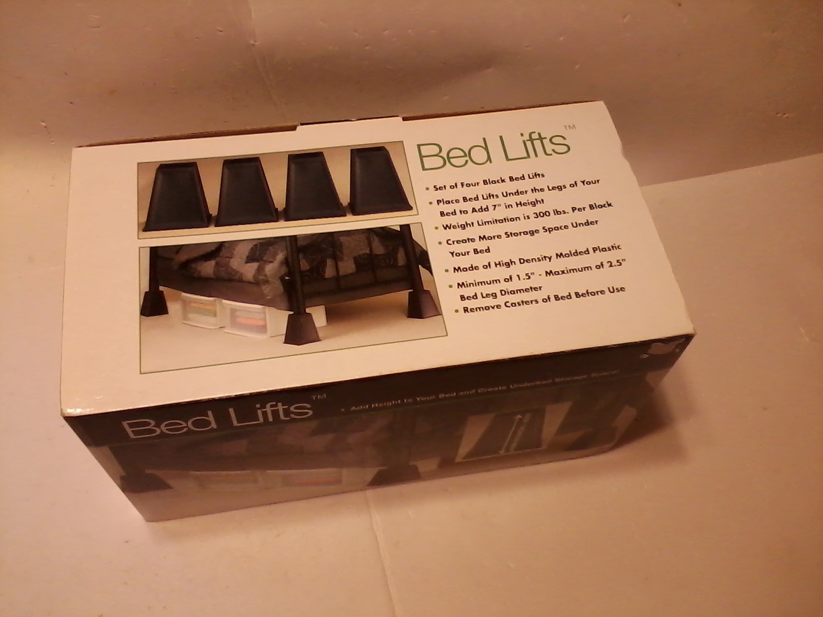 BED LIFTS SET OF FOUR BLACK BED LIFTS