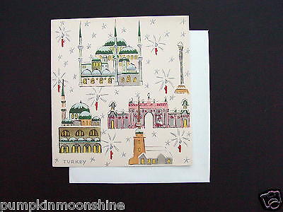 Vintage Unused Xmas Greeting Card, Best Sites of Turkey ~ Printed in W. (Best Christmas Card Sites)