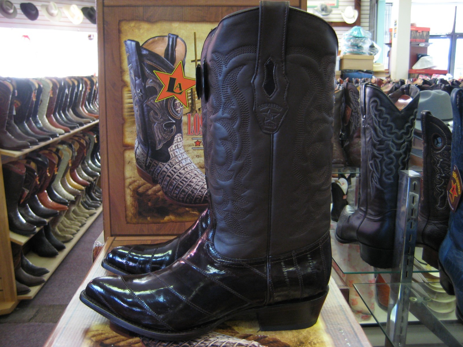 Pre-owned Los Altos Boots Los Altos Men Brown Genuine Eel Western Cowboy Boot J-toe (ee) 990807