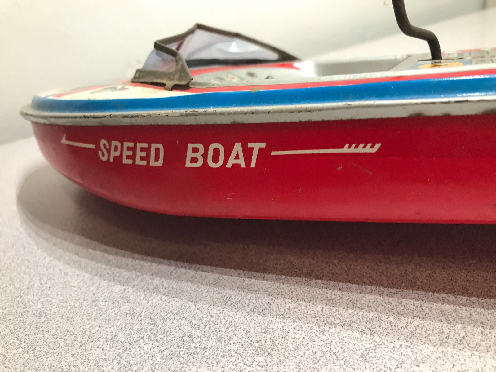 Vintage Tin Toy Speed Boat No 7 SAN Made in Japan - Read for Condition