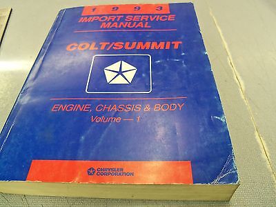 1993 DODGE COLT EAGLE SUMMIT DEALER SERVICE SHOP REPAIR MANUAL