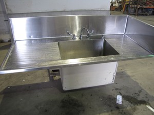 Commercial-stainless-steel-sink-basin-w-backsplash-two-drainboard ...