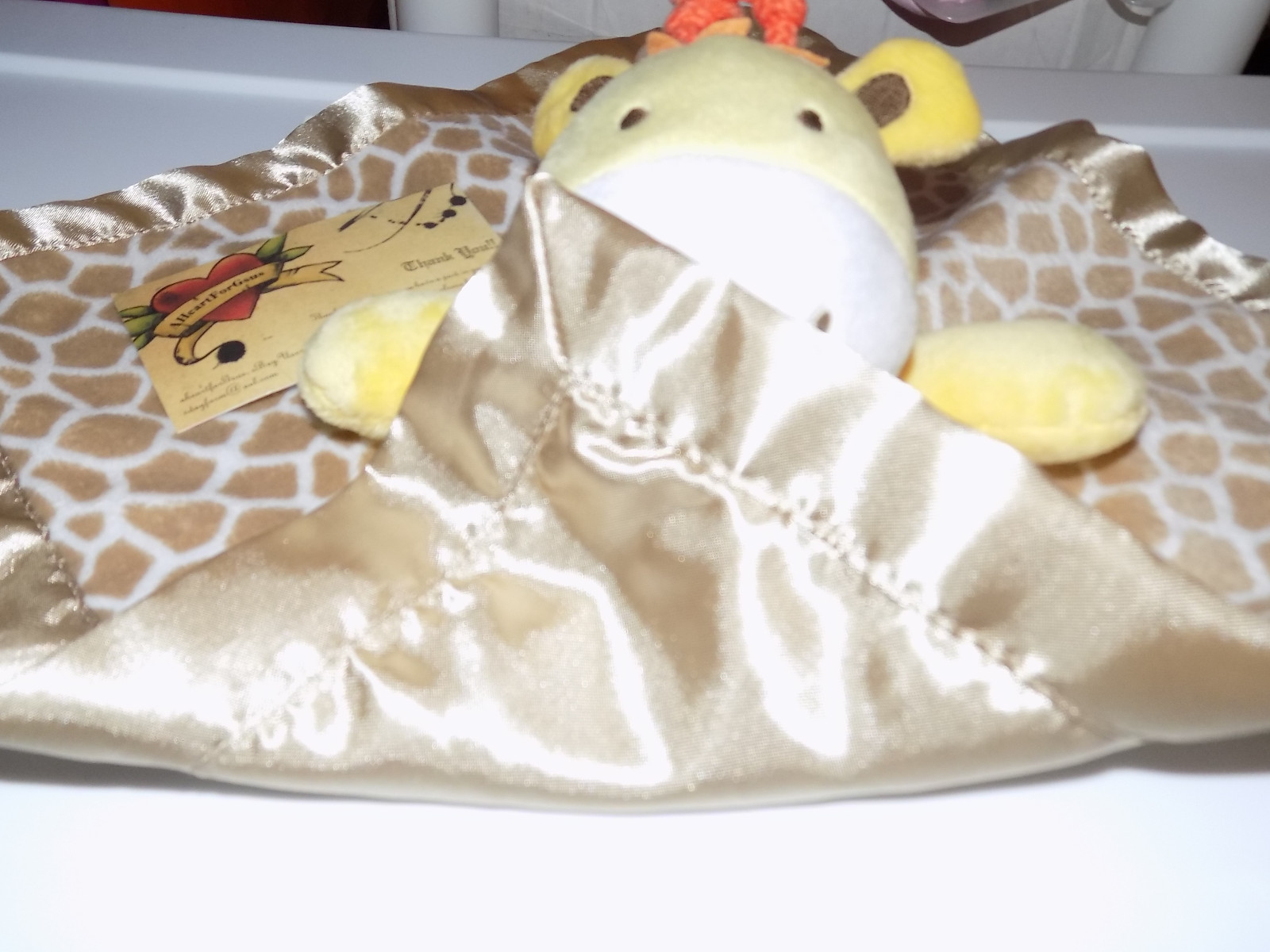 NEW GARANIMALS SECURITY BLANKET GIRAFFE YELLOW HEAD TAN SPOTS ORANGE HORNS BOY