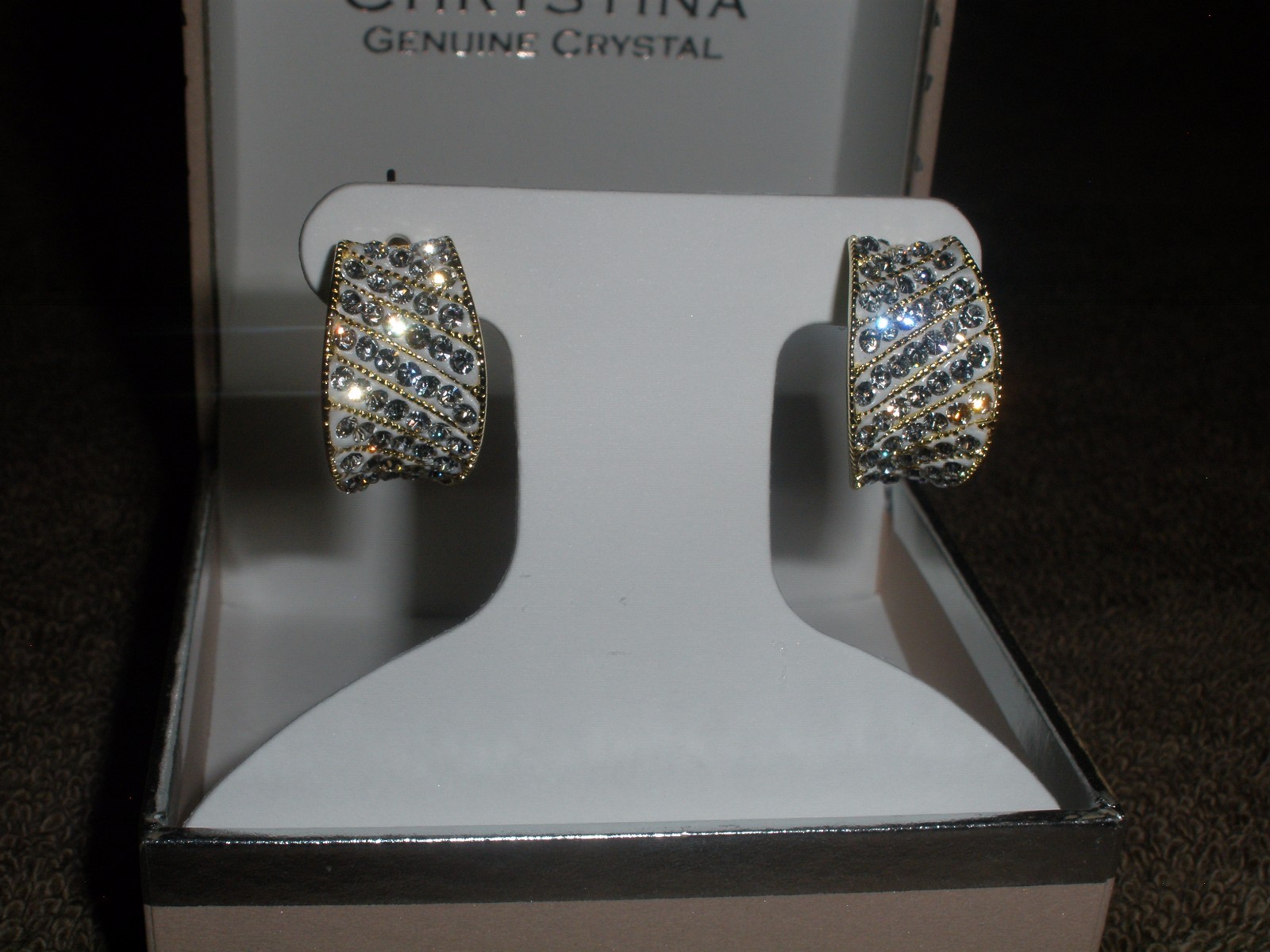 UPC 027942080990 product image for Chrystina Genuine Crystal 14k Gold Hoop Earrings Dazzling . | upcitemdb.com