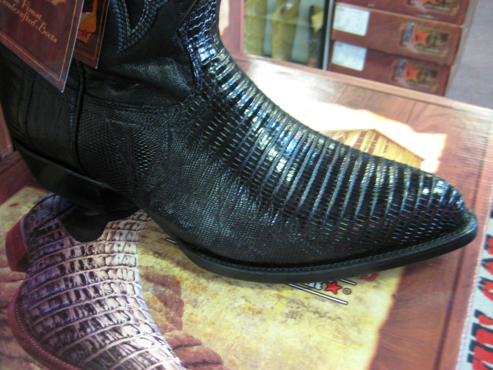 Pre-owned Los Altos Boots Los Altos Men Black Genuine Teju Lizard Western Cowboy Boot J-toe Ee+ Width