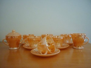 MILK BOWL ANCHOR hocking cups 6  anchor SAUCERS JUG VINTAGE KING and 6 vintage  HOCKING  FIRE SUGAR saucers CUPS