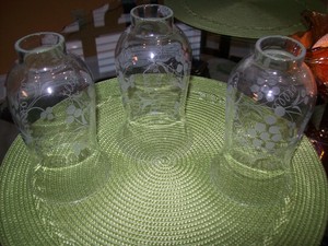 /CHANDELIER vintage hurricane  Grape HURRICANE Vintage LAMP chandelier Vine Etched 3 GLOBE GLASS