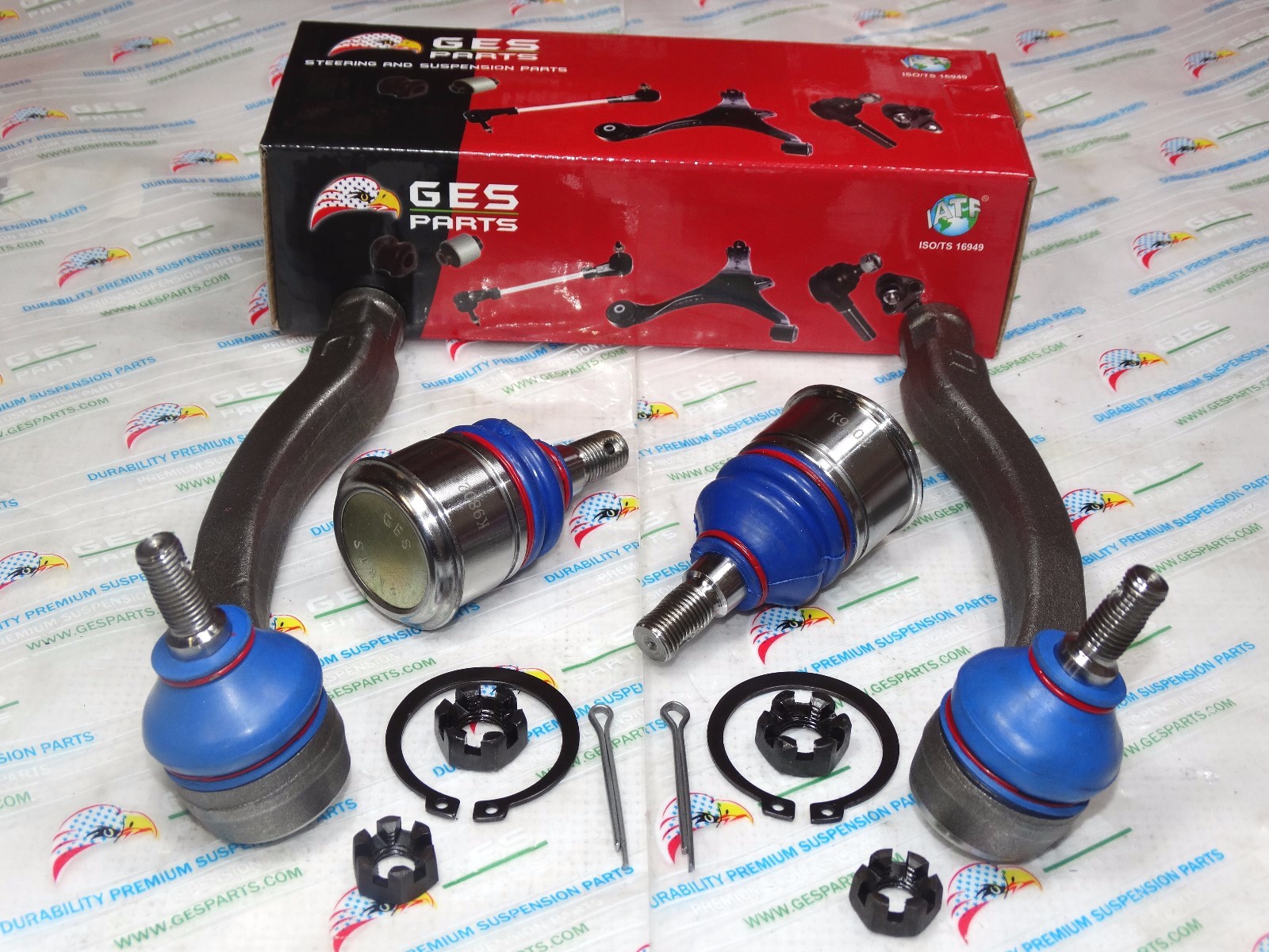 4PCS Front Lower Ball joint & Outer Tie Rod Ends w/Grease Fittings