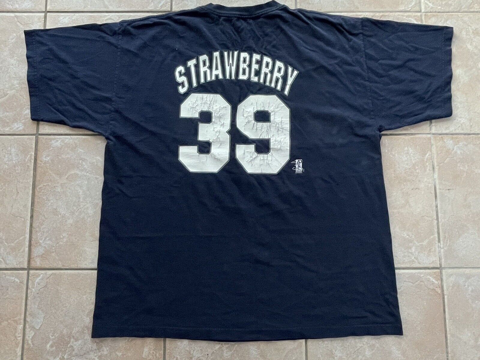 VINTAGE Darryl Strawberry New York Yankees Jersey T Shirt XL Majestic USA Made