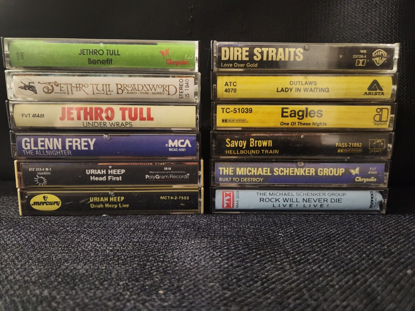 Rock Cassette Tape Lot of 12 Jethro Tull Uriah Heep Dire Straits Free Shipping 