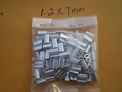 TEST 1.7X7MM 100 WIRE LEADER OVAL ALUMINUM CRIMP SLEEVES 135,170 LBS .067 ID.