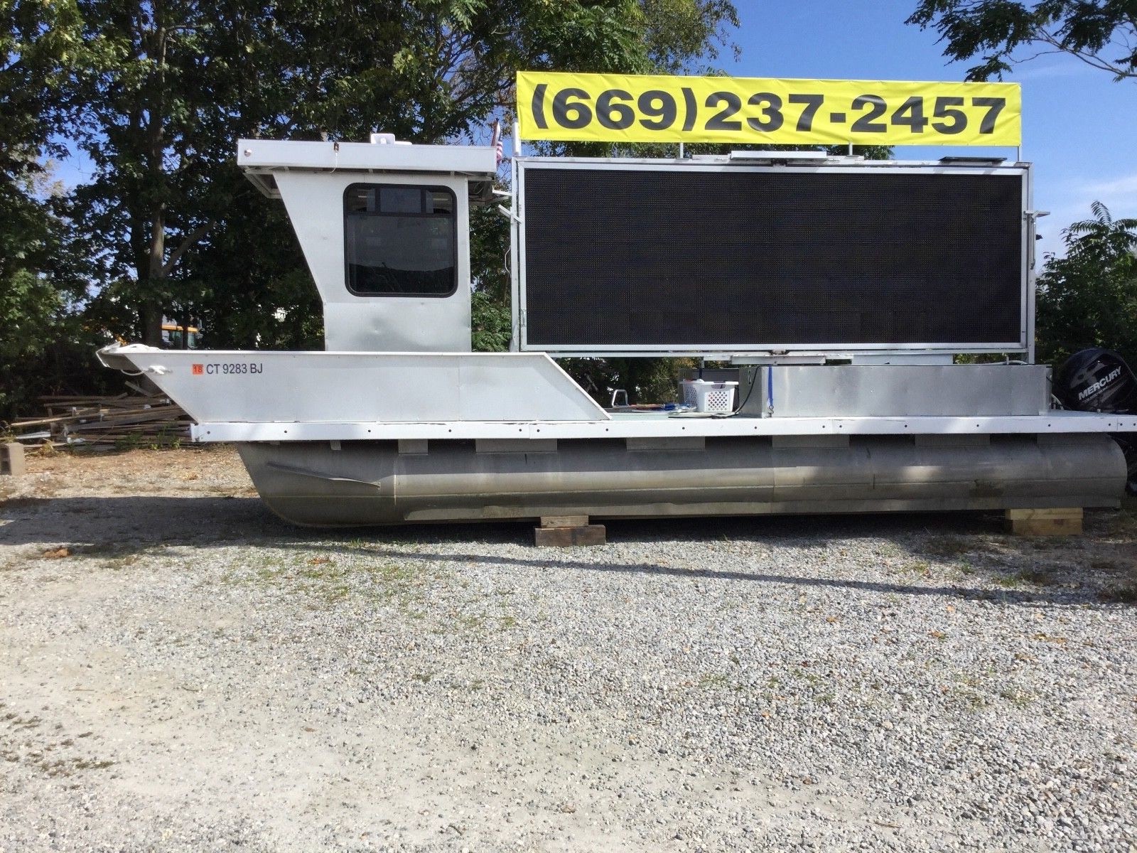 Floating billboard boat for beach advertising