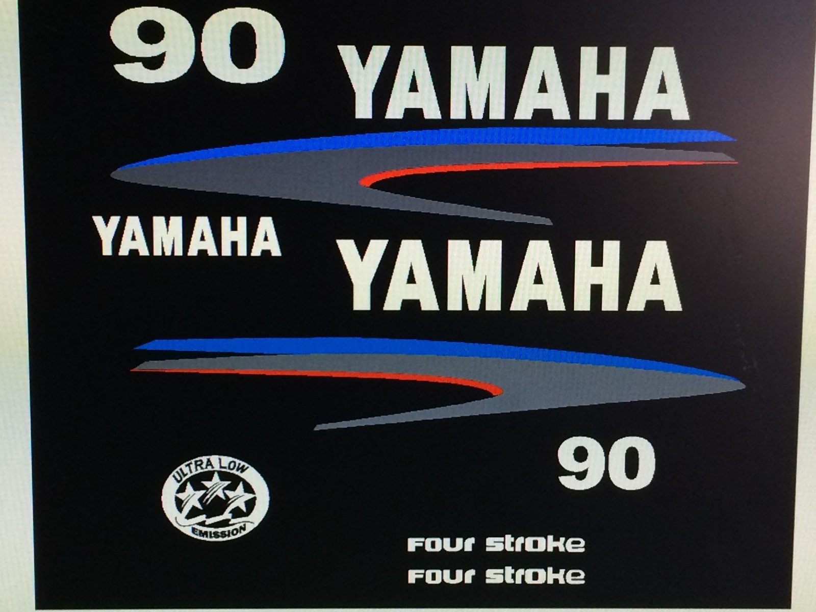 Yamaha 75 / 80 / 90 hp four stroke Outboard Decal Sticker Kit Marine