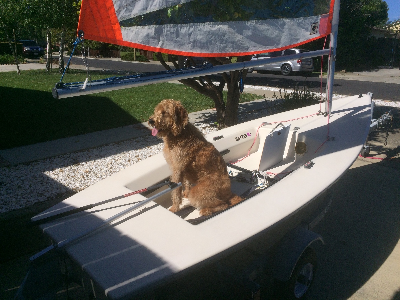 Byte sailboat, trailer, and dolly