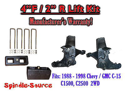 1988 -1998 Chevy / GMC C15 C1500 C2500 2WD 4" Lift Lifting Spindles + 2" Blocks