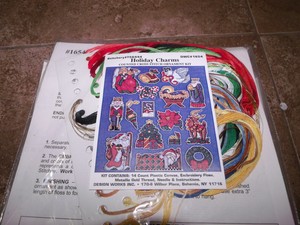 charms Cross Stitch Counted  plastic ct 14 Canvas HOLIDAY CHARMS cross Ornaments Plastic