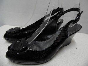 patent wedge black slingback shoes wedge slingback BEACH BAHAMA sandals patent  leather black  sandals CLARKS