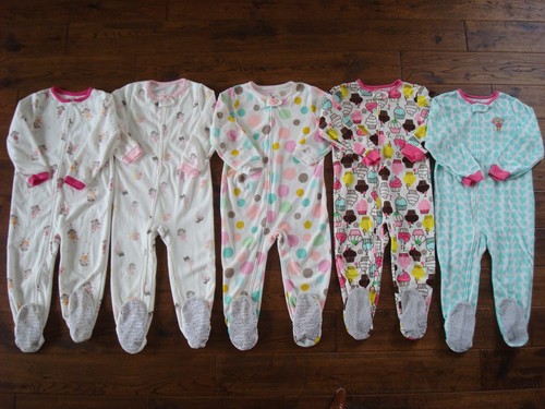 Lot-of-5-Carters-Fleece-Footed-Girls-Pajamas-Blanket-Sleepers-4T