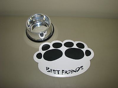 Build A Bear Pet DOG food silver BOWL dish with Best Friends placemat (Best Dog Food Bowls)