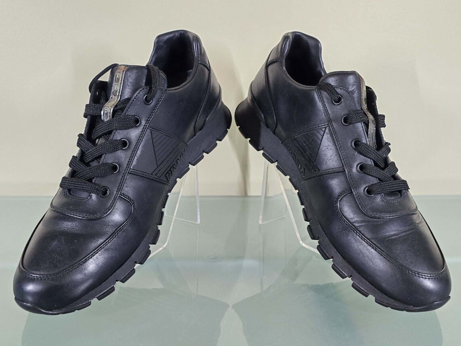 *RARE* PRADA MATCHRACE Black Leather Sneaker Shoes 4E3198 Mens Size 9.5