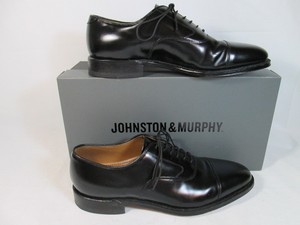 Johnston-Murphy-MELTON-Leather-Cap-Toe-Dress-Oxfords-Black-Sz-9-C