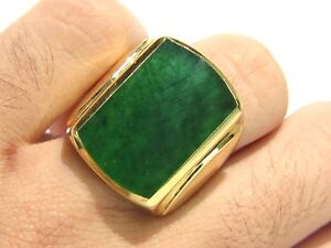 Mens Gold Jade Ring | eBay