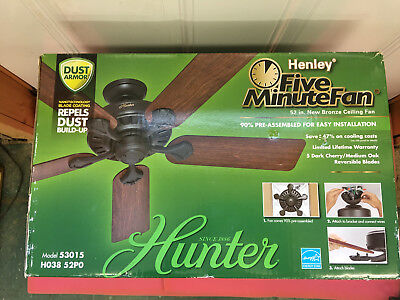 BS9 Hunter 53015 Pro's Best Five Minute 52 in. Indoor New Bronze Ceiling (Best Indoor Ceiling Fans)