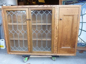 Salvaged Kitchen Cabinets For Sale >> PRETTY-custom-made-OAK-kitchen-CABINET-salvaged-OAK-leaded ... Salvaged Kitchen Cabinets For Sale >> PRETTY-custom-made-OAK-kitchen-CABINET-salvaged-OAK-leaded ...