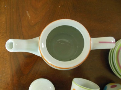 Child's Miniature Tea Set White with Colored Polka Dots