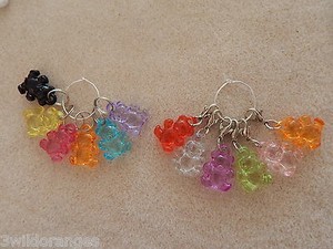 Knitting or Crochet Stitch Markers Set of 6 Teddys Teddies Teddy Bears ...