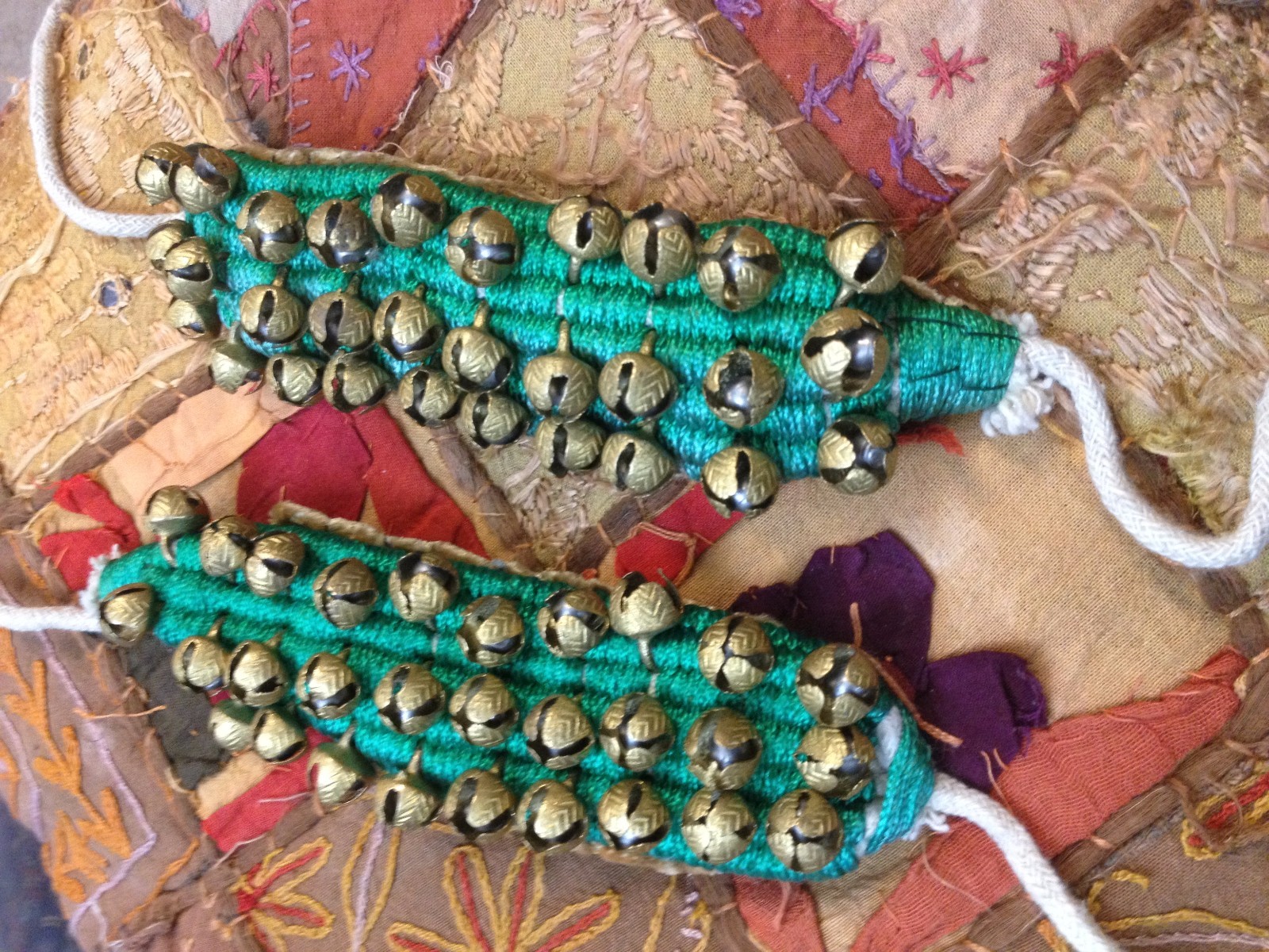 Green 3 Line Big Bells Ghungroo Anklet Pair